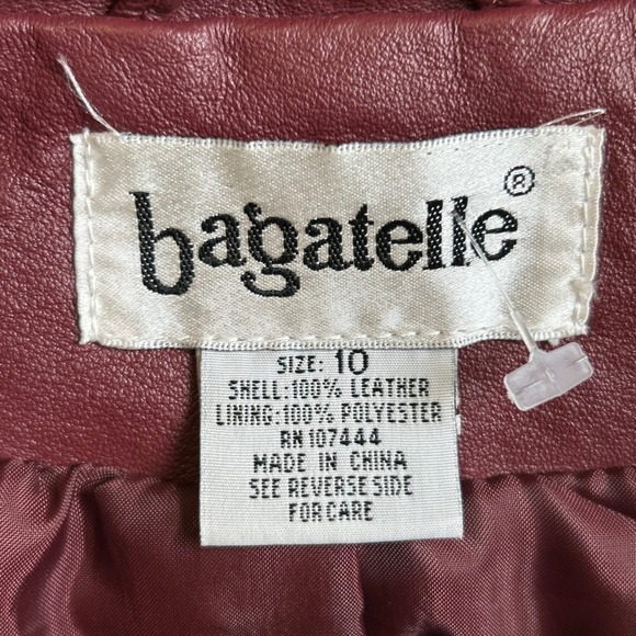 Bagatelle Vintage Size 10 Red Burgundy Leather Blazer Jacket Wine Monica Goth - Picture 3 of 12